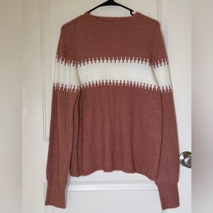 Hem & Thread Chestnut and Ivory Ribbed Sweater